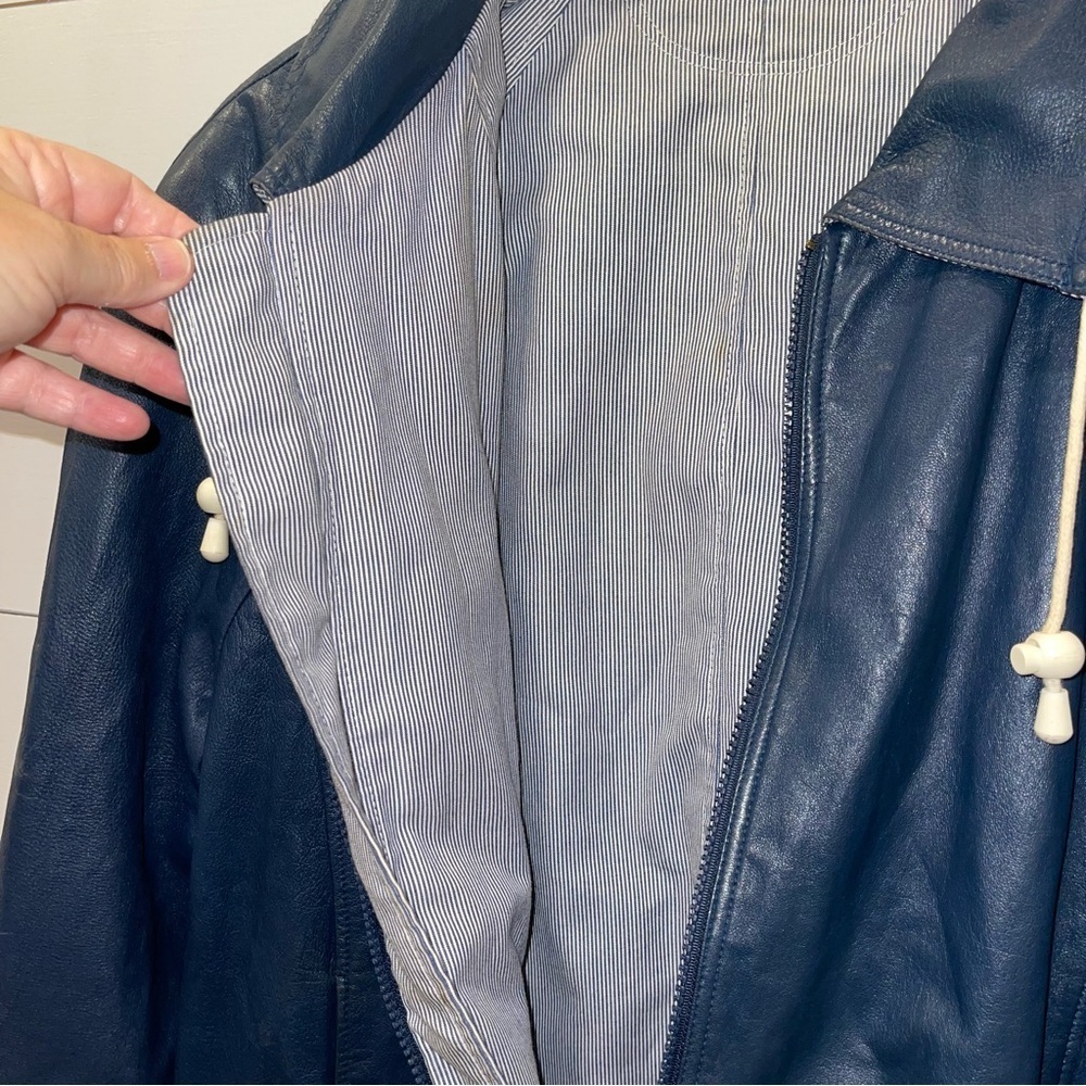 Bally Vintage Daytona Blue Leather Jacket Mens Size 42 - Picture 3 of 9